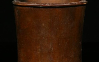 A HUANGYANG WOOD CARVED SIMPLE BRUSH POT