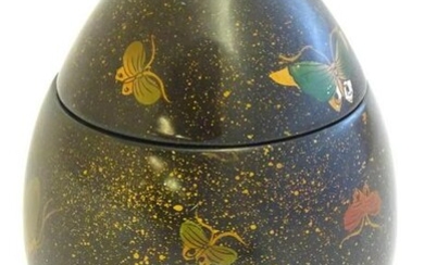 A Japanese lacquered pot and cover of egg form