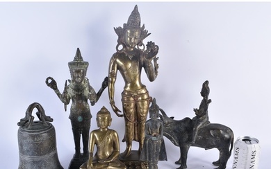 A LARGE LATE 19TH CENTURY INDIAN BRONZE FIGURE OF THE GODDES...