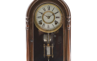 A LATE 19TH CENTURY ARCHED ROSEWOOD CASE MANTEL CLOCK.