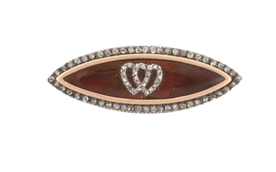 A Late 19th Century Enamel and Diamond Brooch the red...