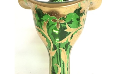 A Loetz style Art Nouveau glass vase. 28cm tall No obvious l...
