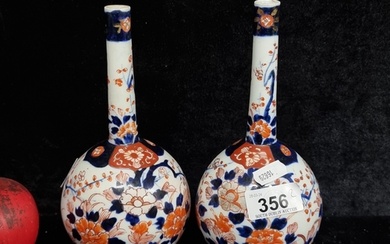 A Lovely pair of Japanese Imari bottle vases. Fabulous hand ...