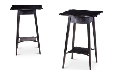A MATCHED PAIR OF STAINED OAK TABLES, ONE EARLY 20TH CENTURY, THE OTHER LATE 20TH CENTURY