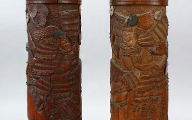 A PAIR OF 19TH CENTURY CHINESE BAMBOO & MOTHER 0F PEARL
