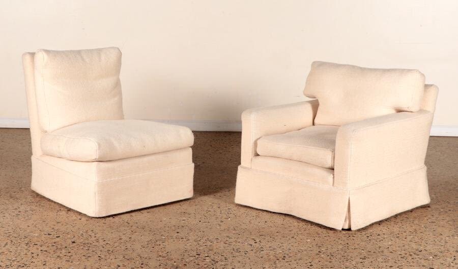 A PAIR OF CUSTOM MADE UPHOLSTERED CHAIRS