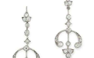 A PAIR OF DIAMOND CHANDELLIER EARRINGS set with round