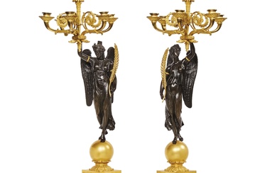 A PAIR OF LARGE ROMAN EMPIRE-STYLE CANDELABRA, 20TH CENTURY