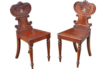 A PAIR OF WILLIAM IV HALL CHAIRS