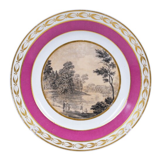 A PORCELAIN PLATE WITH ST PETERSBOURG SCENERY