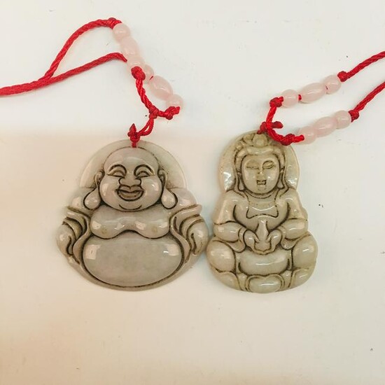 A Pair of Chinese Jade Buddha Pendant