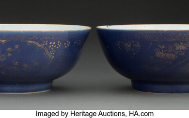 A Pair of Chinese Porcelain Bowls with Gilding (Qing Dynasty)