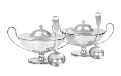 A Pair of George III Silver Sauce-Tureens and Covers by Robert Hennell, London, 1782