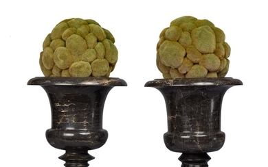 A Pair of Grey Marble Campana Urns , Late 19th / Early 20th Century