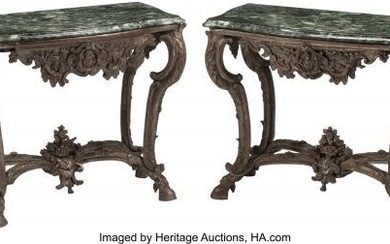 A Pair of Italian Carved and Silvered Wood Conso