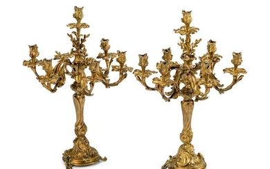 A Pair of Louis XV Style Gilt-Bronze Seven-Light