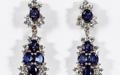 A Pair of Sapphire & Diamond Earclips.