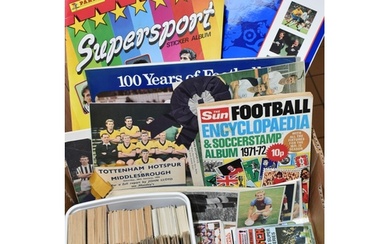 A QUANTITY OF ASSORTED FOOTBALL TRADE CARDS AND STICKERS, a...