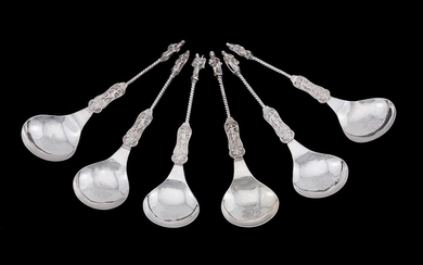A SET OF SIX CONTINENTAL APOSTLE SPOONS PSEUDO MARKS