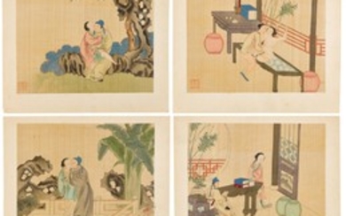 A SET OF TEN CHINESE EROTIC PAINTINGS, QING DYNASTY, 19TH CENTURY