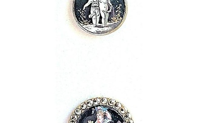 A SMALL CARD OF DIVISION ONE FIGURAL ENAMEL BUTTONS