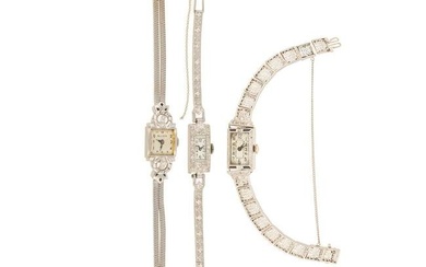 A Trio of Antique Diamond Watches in 14K