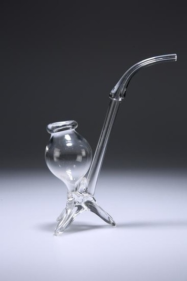 A VICTORIAN GLASS TABLE PIPE, with vasiform bowl and