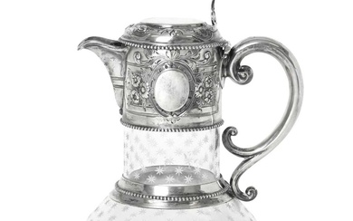 A Victorian Silver-Mounted Engraved-Glass Claret-Jug The Silver Mounts by William and George Sissons, Sheffield, 1862