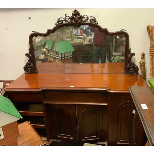 A Victorian mahogany large chiffonier or sideboard, shaped m...