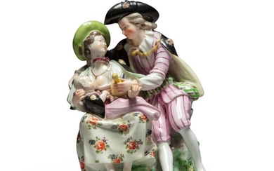 A Vienna porcelain figure group of a Pilgrim Family, Circa 1760