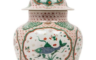 A Wucai Porcelain Covered Jar