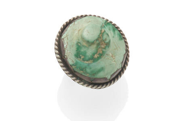 A Zuni turquoise and silver snake ring