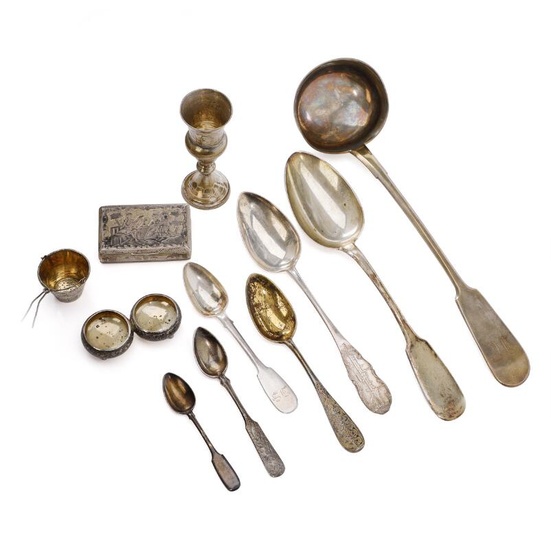 A collection of eleven Russian silver items