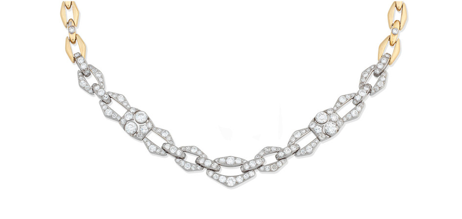 A diamond fancy link necklace