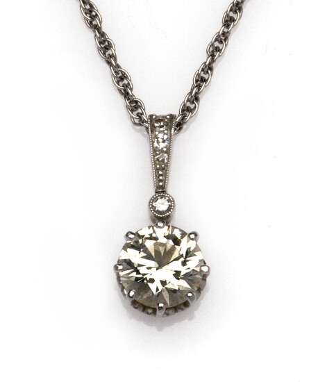 A diamond single stone pendant on chain