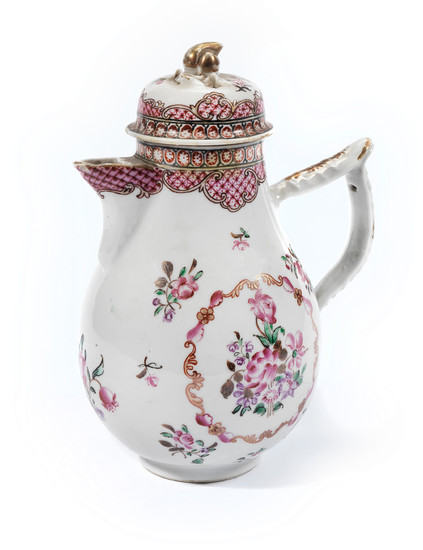 A famille rose porcelain coffee pot and cover