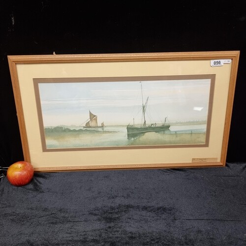 A good sized original watercolour on paper titled "Topsail C...