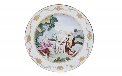 A large "Judgement of Paris" plate