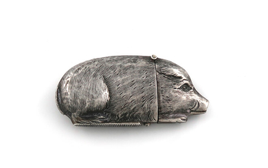 A late-Victorian novelty silver boar vesta case