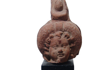 A nice Romano-Egyptian terracotta head of Harpokrates