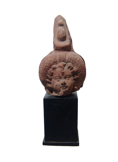 A nice Romano-Egyptian terracotta head of Harpokrates