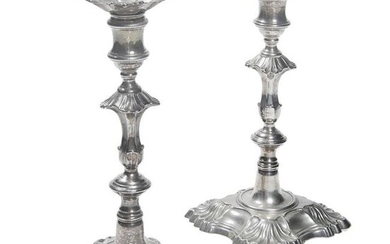 A pair George II sterling candlesticks, Ebenezer Coker