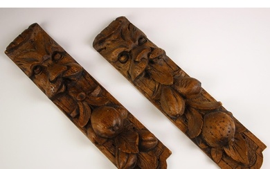 A pair of 17th century style carved oak terms, each rectangu...