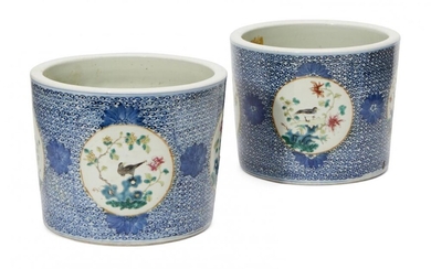 A pair of Chinese porcelain jardinières, late...