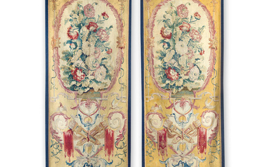 A pair of French tapestry portières Circa 1720-30, probably Gobelins...