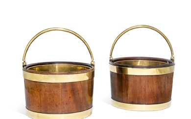 A pair of Regency brass-bound mahogany buckets, early 19th century