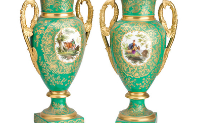 A pair of Sevres-style vases