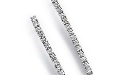 NOT SOLD. A pair of diamond ear pendants each set with numerous brilliant-cut diamonds weighing a total of app. 3.42 ct., mounted in 18k white gold. Top Wesselton/VS-SI. – Bruun Rasmussen Auctioneers of Fine Art