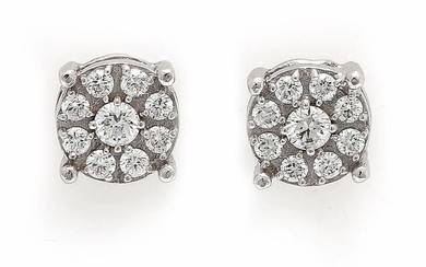 NOT SOLD. A pair of diamond ear studs each set with numerous diamonds weighing a total of app. 0.29 ct., mounted in 18k white gold. (2) – Bruun Rasmussen Auctioneers of Fine Art