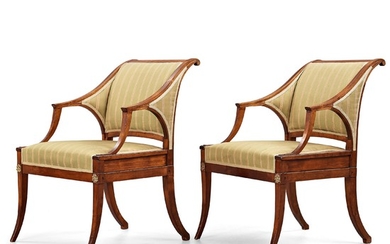 A pair of late Gustavian armchairs, early 19th century.
